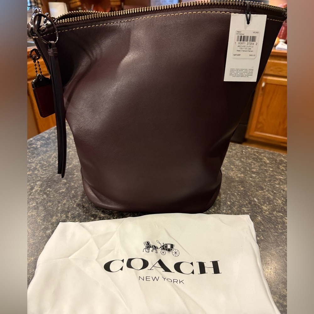 Coach Large Duffle Leather Shoulder Bag In Oxblood NWT 1941 collection